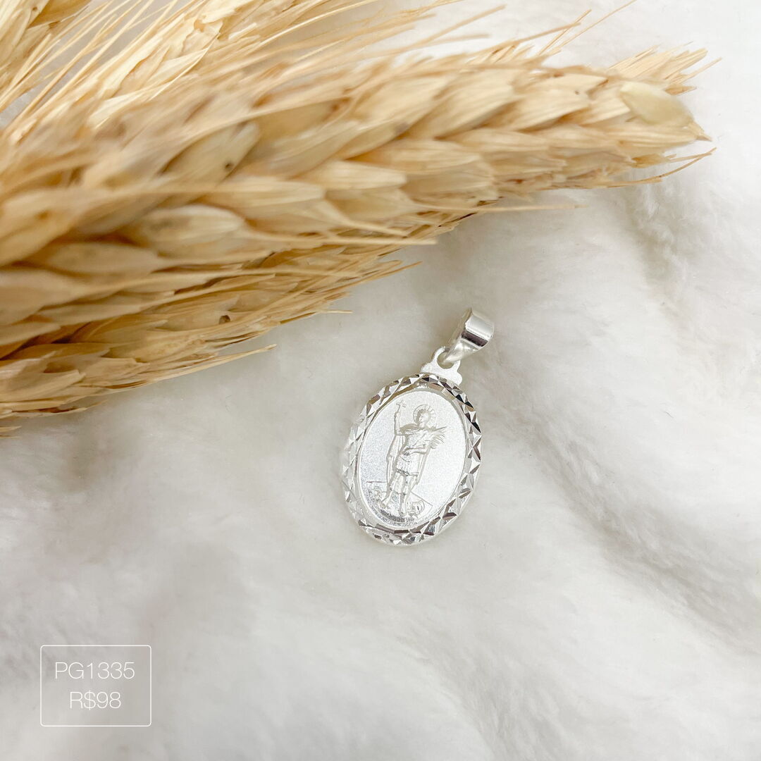 Pingente Medalha de Santo Expedito Liso Prateado